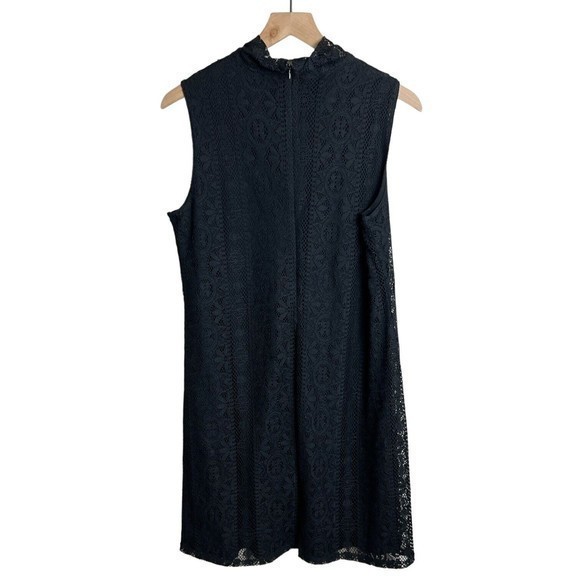 Libby Edelman Womens Black Floral Lace Mock Neck Shift Dress Size Large - Picture 2 of 4
